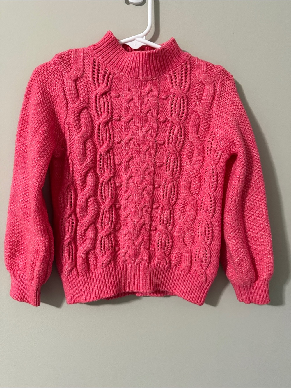Isaac Mizrahi Bright Pink Cable Knit Mock Neck Sweater